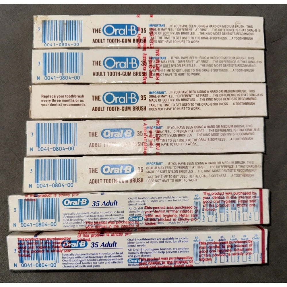 Oral-B Soft Brush - 35 Adult Small 4 ROW‎ Toothbrush Lot of 7 Soft End-Rounded